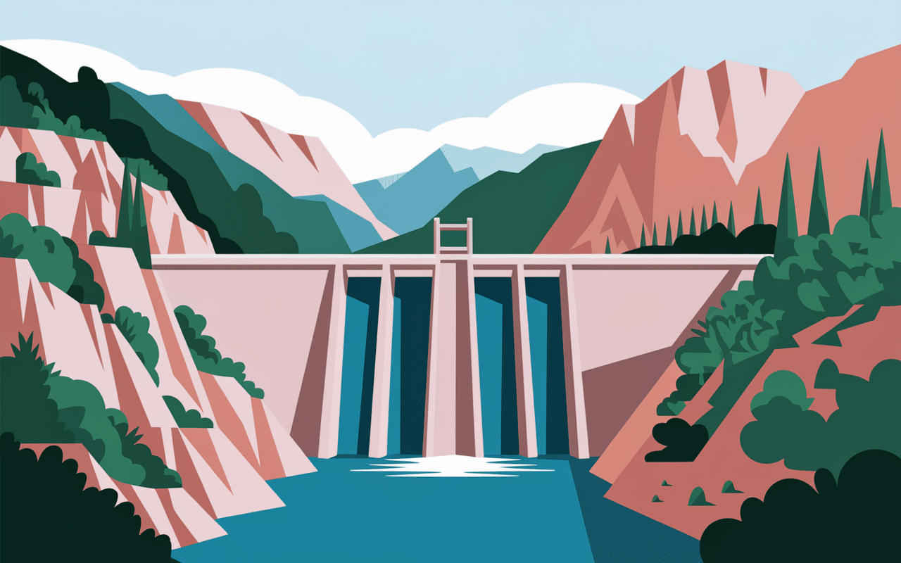 Barrage de Castillon au centre vallée montagneuse