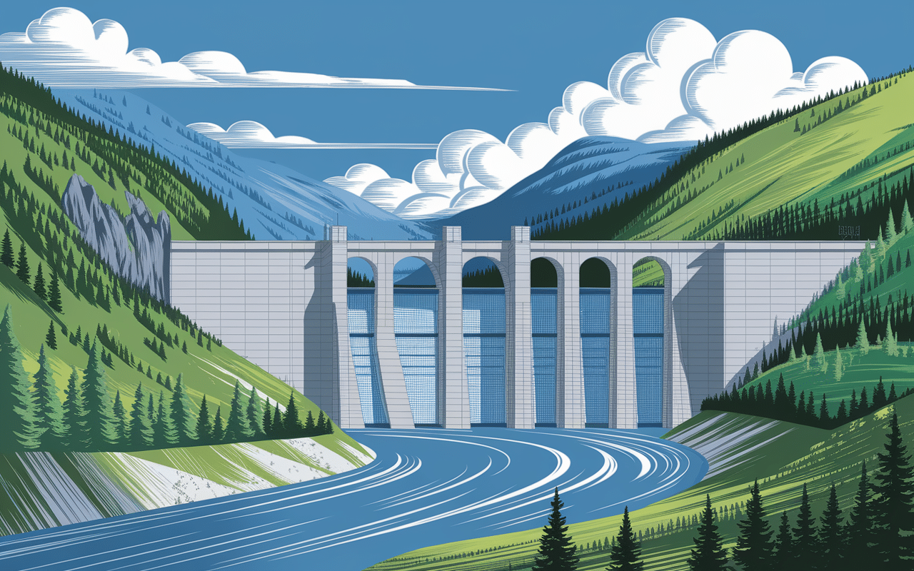 Barrage de Couesques dans la vallée du Lot