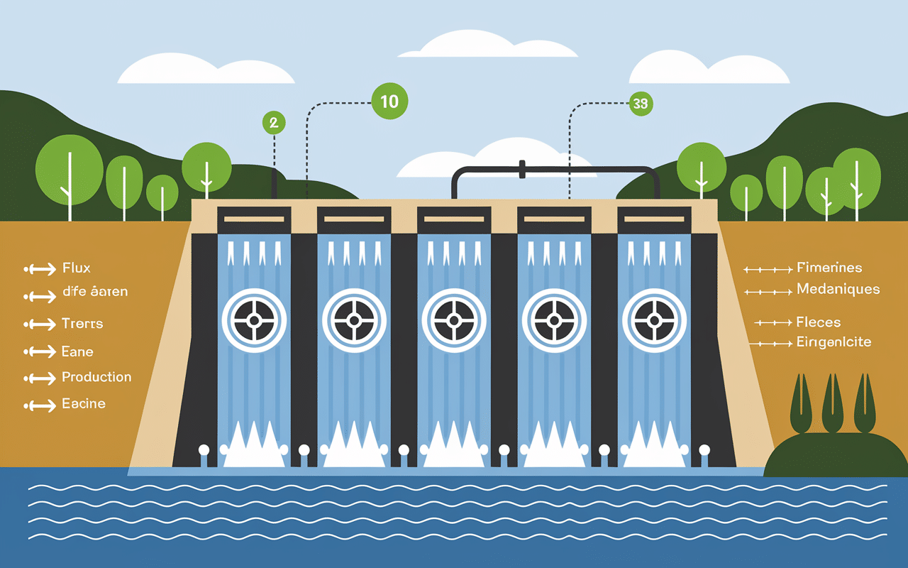 Schéma technique du barrage de Couesques production énergie