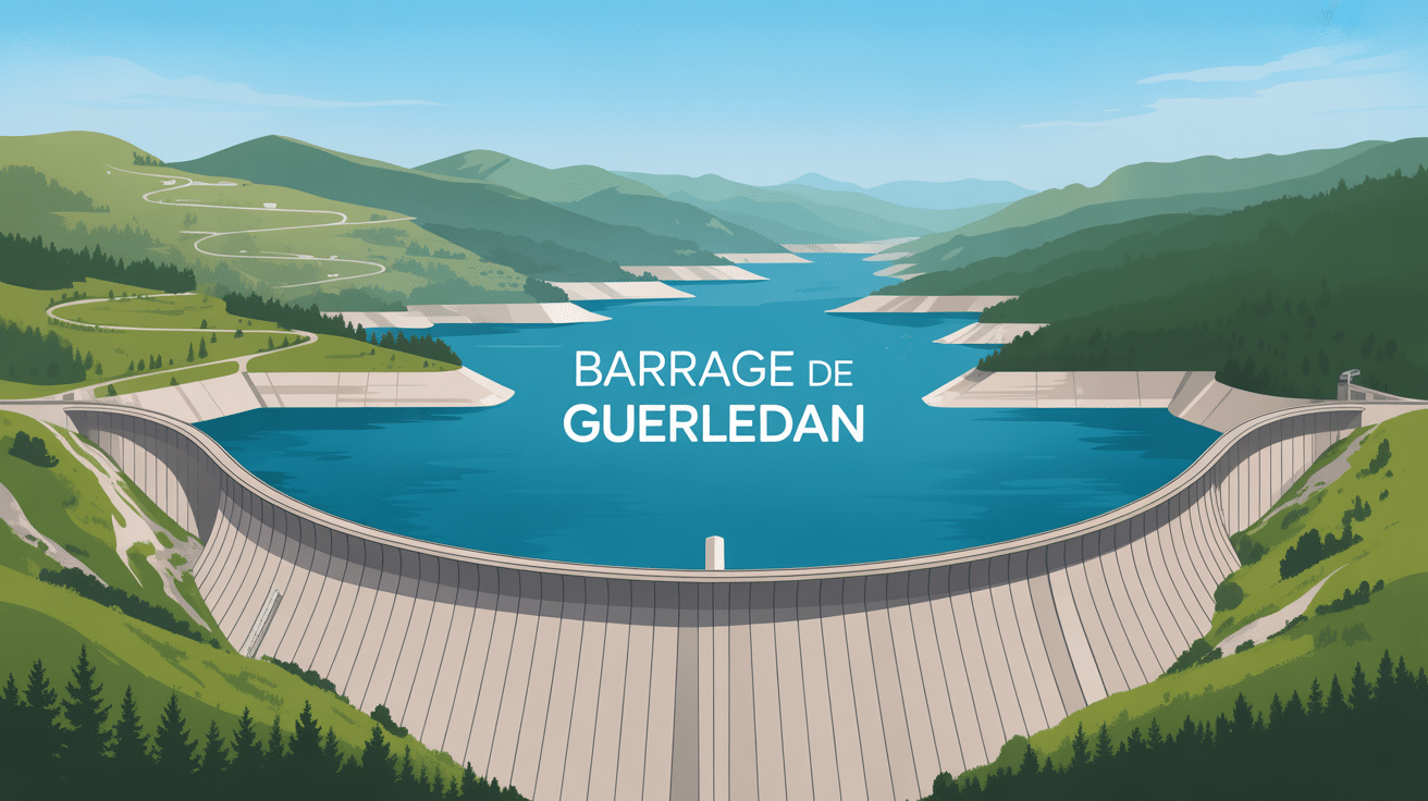 Vue panoramique du barrage de Guerlédan et du lac