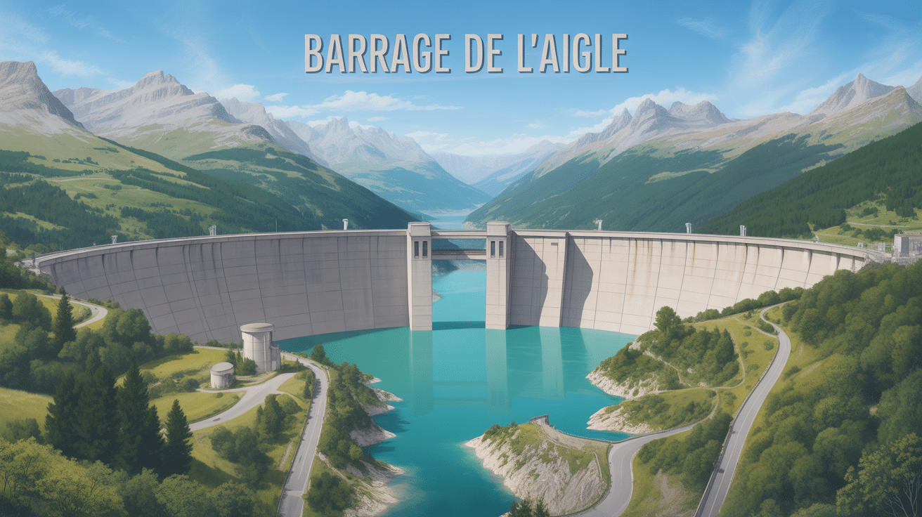Vue panoramique du barrage de l'Aigle en Corrèze