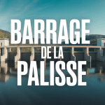 Barrage de la Palisse sur rivière en Dordogne, vue panoramique moderne