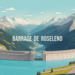barrage de roselande panorama montagnes lac