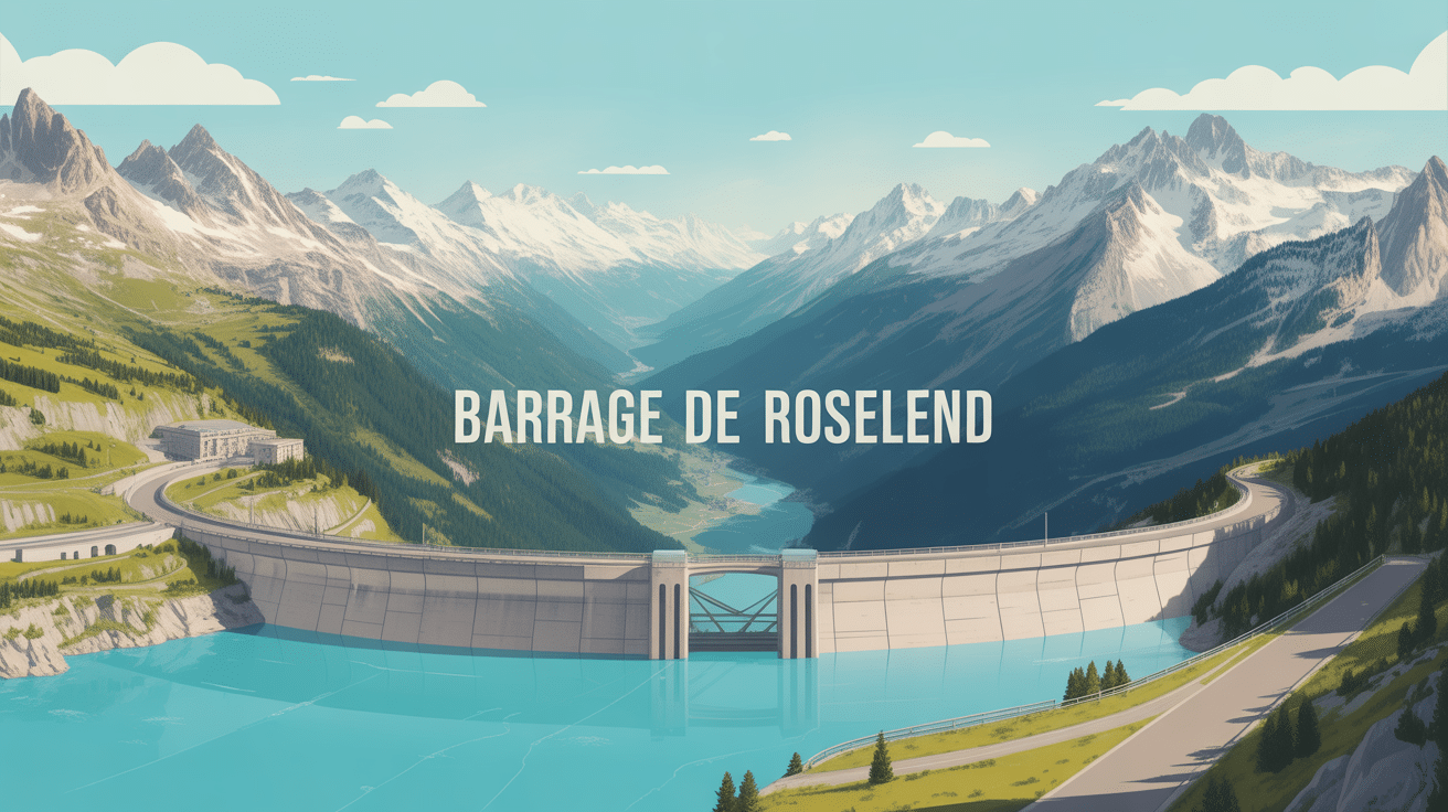 barrage de roselande panorama montagnes lac