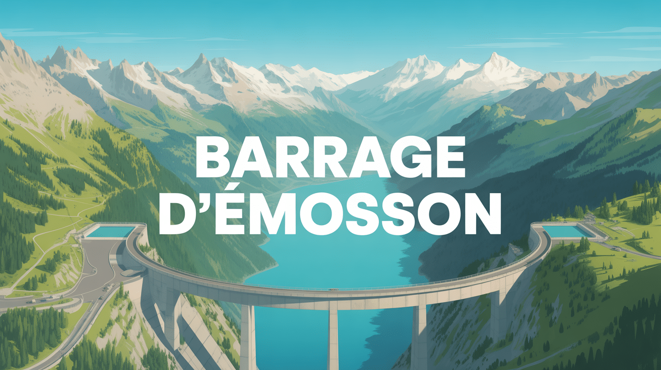 vue aerienne barrage d'emosson lac turquoise alpes