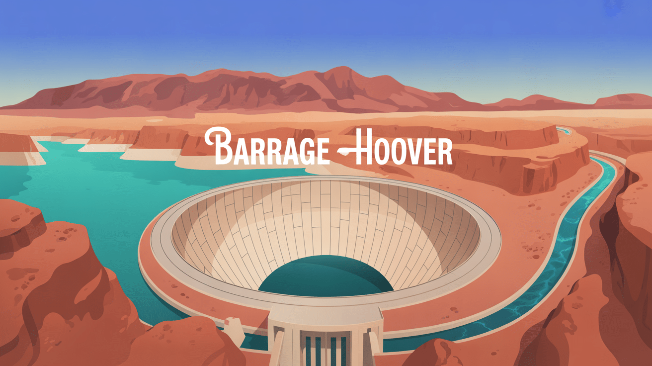 barrage hoover vu du ciel avec lac et fleuve