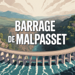 Vue aérienne du barrage Malpasset en ruines