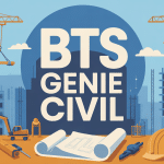 illustration bts genie civil sur chantier avec grues et plans