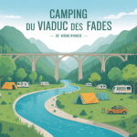 Vue panoramique camping du viaduc des fades bord rivière