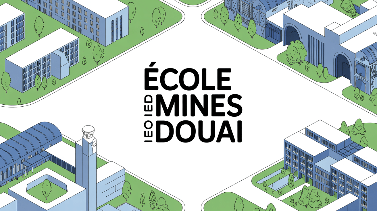 Vue aérienne du campus ecole des mines de douai bâtiments laboratoires résidences
