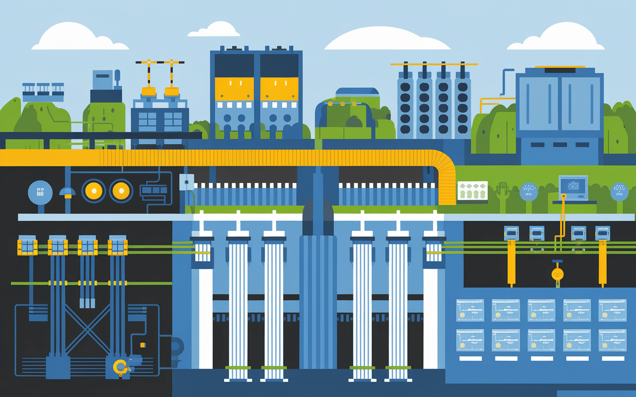 Schéma technique barrage de la Palisse avec turbines et vannes