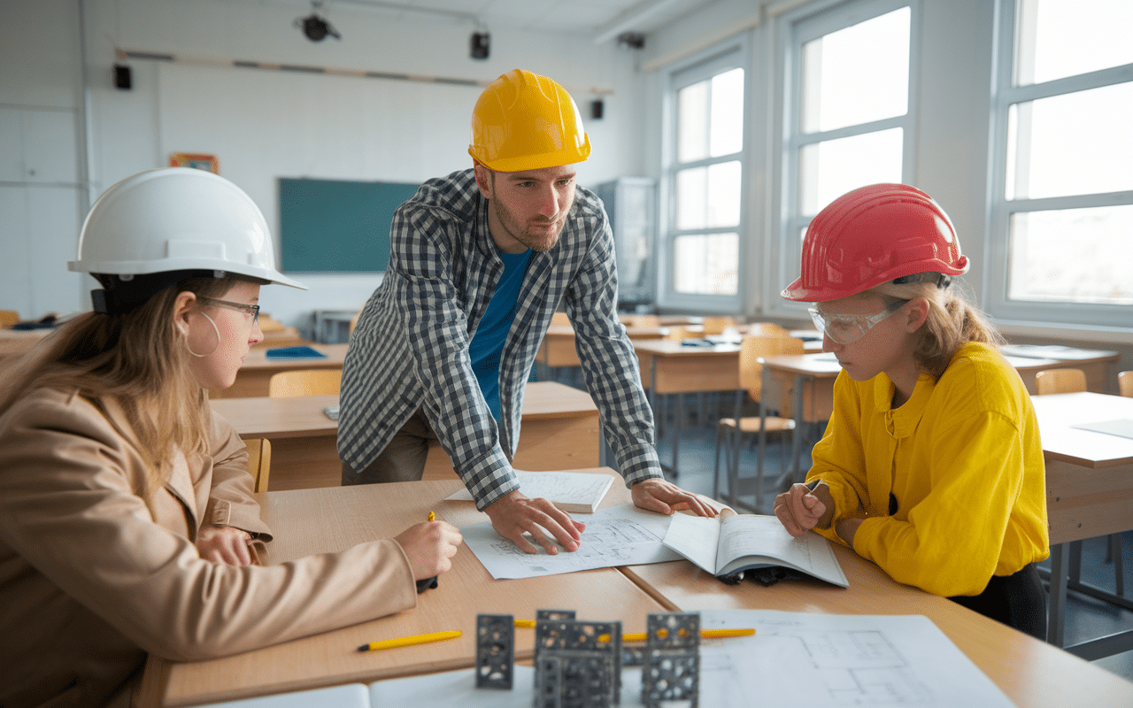 Salle formation apprentis métier dans les travaux publics