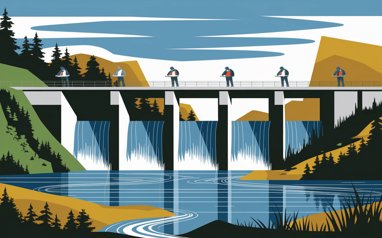 Lac de Guerledan vide lors de la vidange barrage