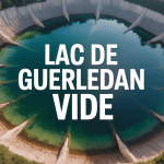 Lac de Guerledan vide vu du ciel avec vestiges et arbres