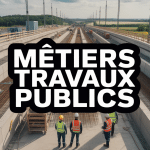 Vue chantier métier dans les travaux publics engins ouvriers