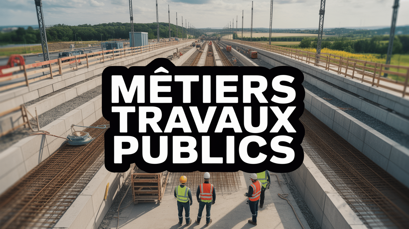 Vue chantier métier dans les travaux publics engins ouvriers