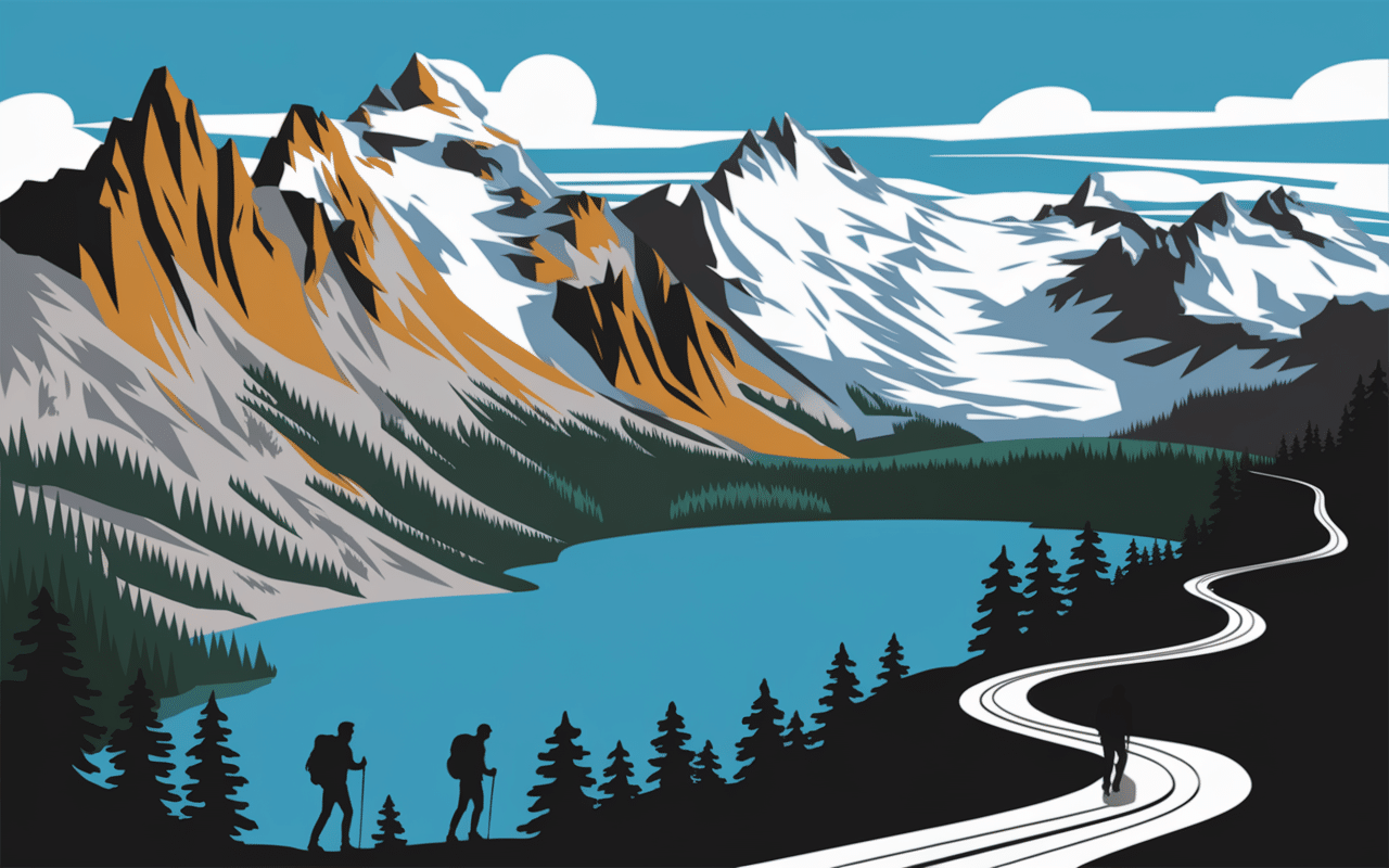 panorama lac du vieux emosson randonneurs sommets