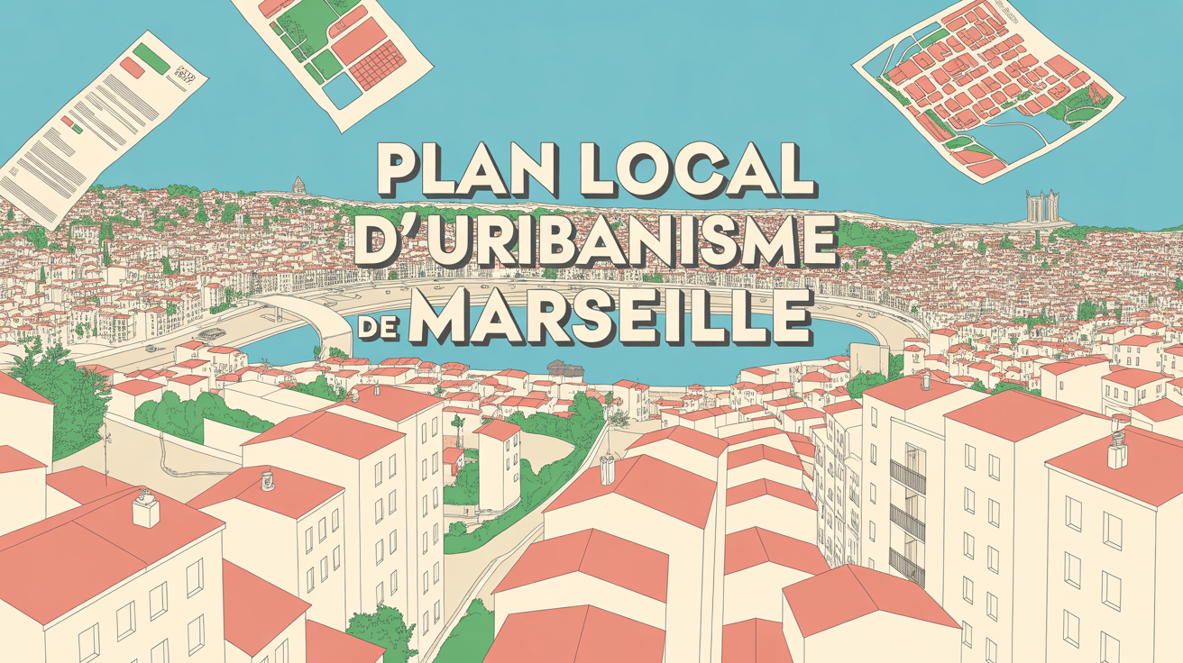 Plan local d'urbanisme Marseille vue aérienne stylisée