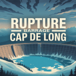 Vue panoramique rupture barrage Cap de Long ciel sombre