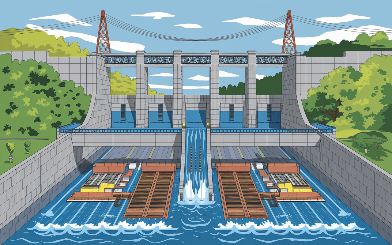 Schéma technique barrage Arzal mécanismes internes