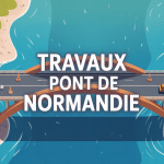 vue aerienne travaux pont de normandie