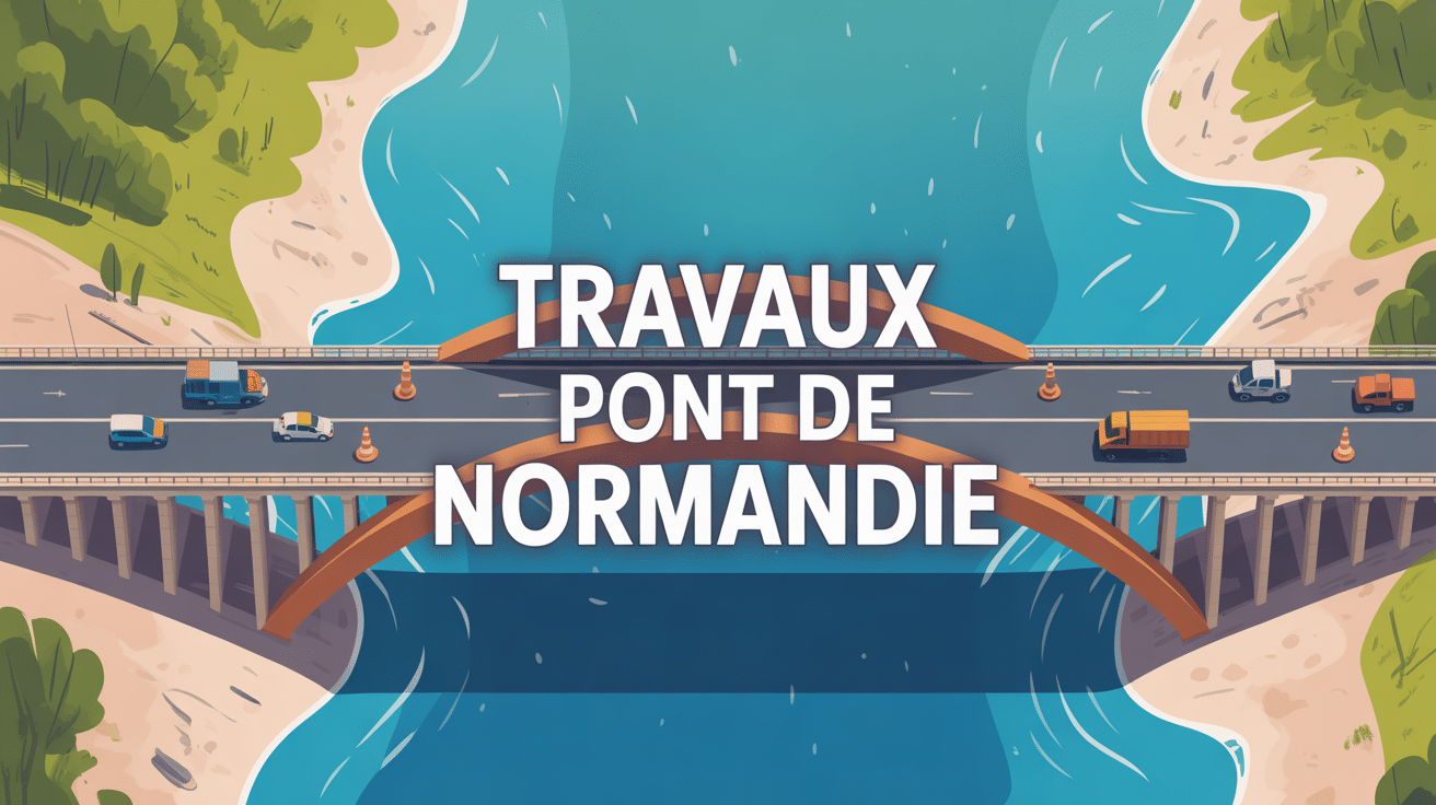 vue aerienne travaux pont de normandie