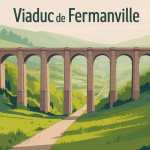 Viaduc de Fermanville stylisé sur campagne normande