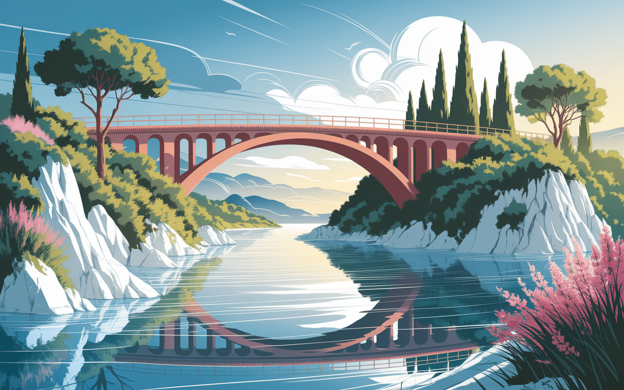 pont viaduc de la calanque du jonquier sur crique méditerranéenne