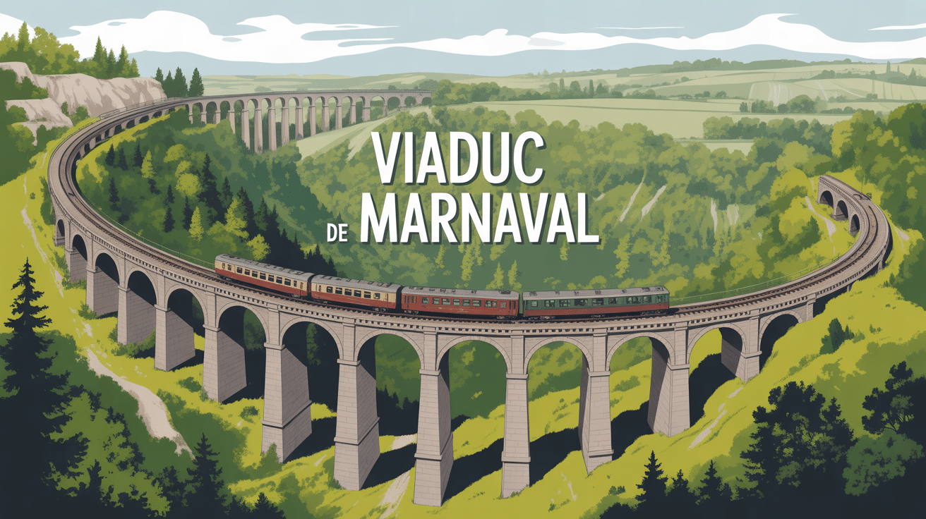 vue panoramique du viaduc de Marnaval avec arches en pierre