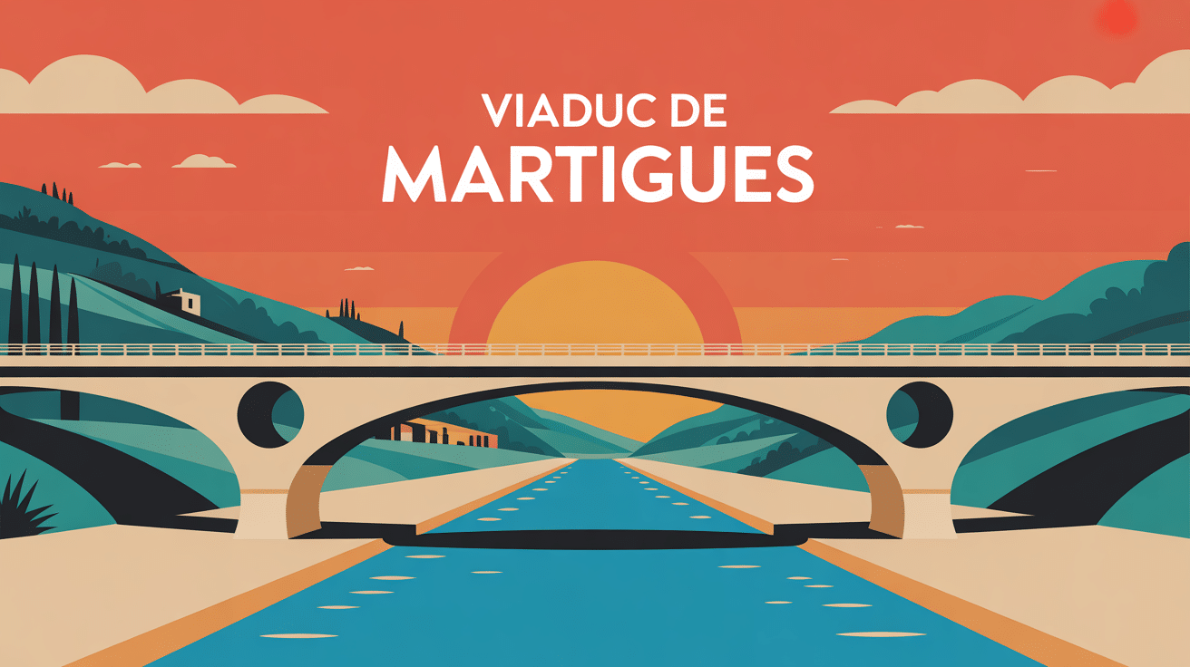 illustration viaduc de martigues au coucher de soleil