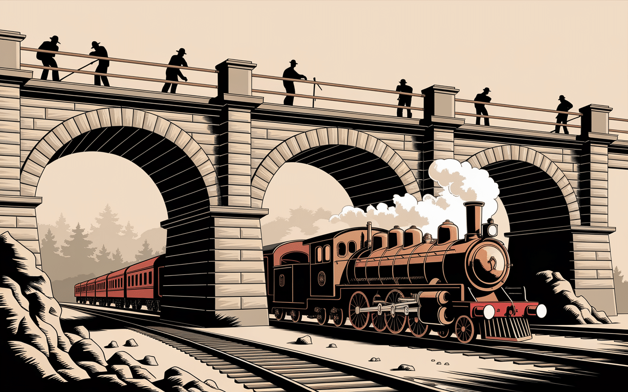 gravure ouvriers arches viaduc de nantua construction