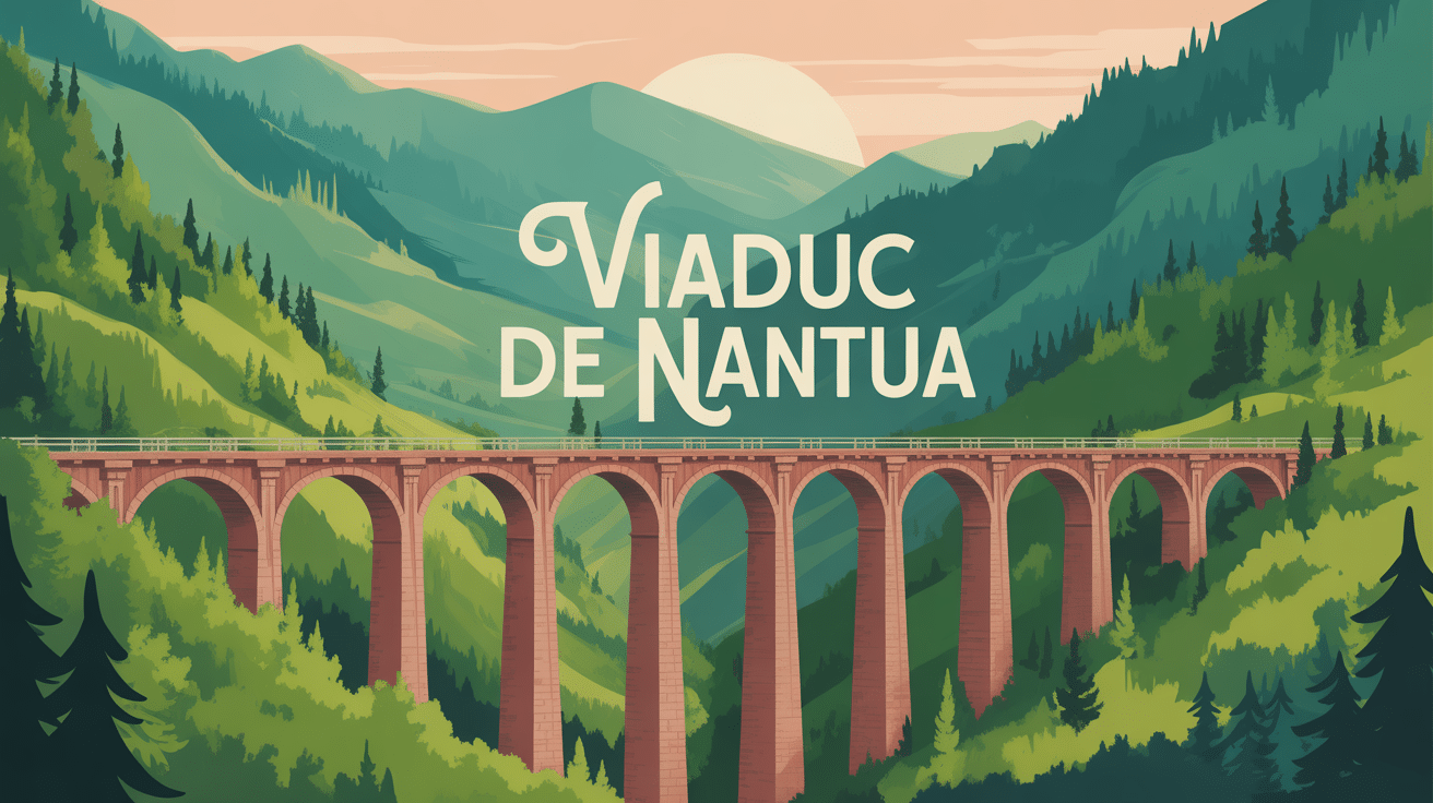 illustration panoramique viaduc de nantua pierre arches montagne
