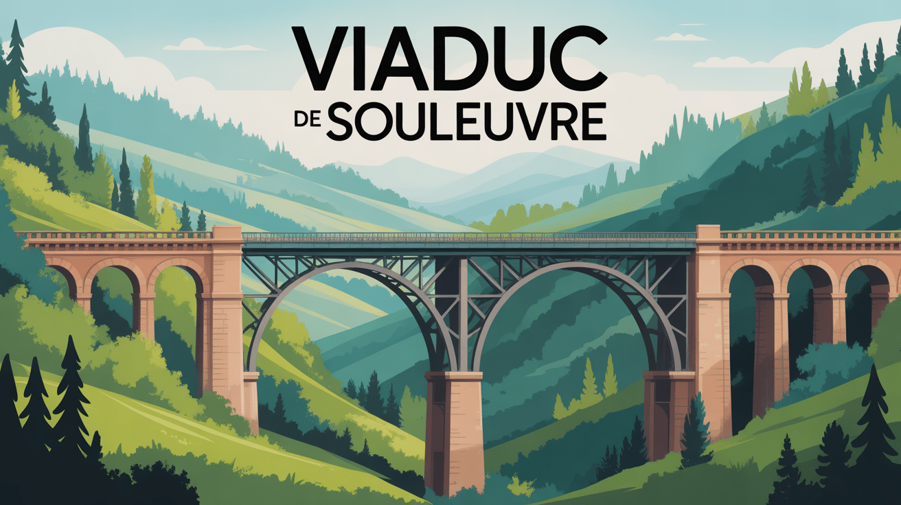 Vue panoramique du viaduc de Souleuvre et vallée