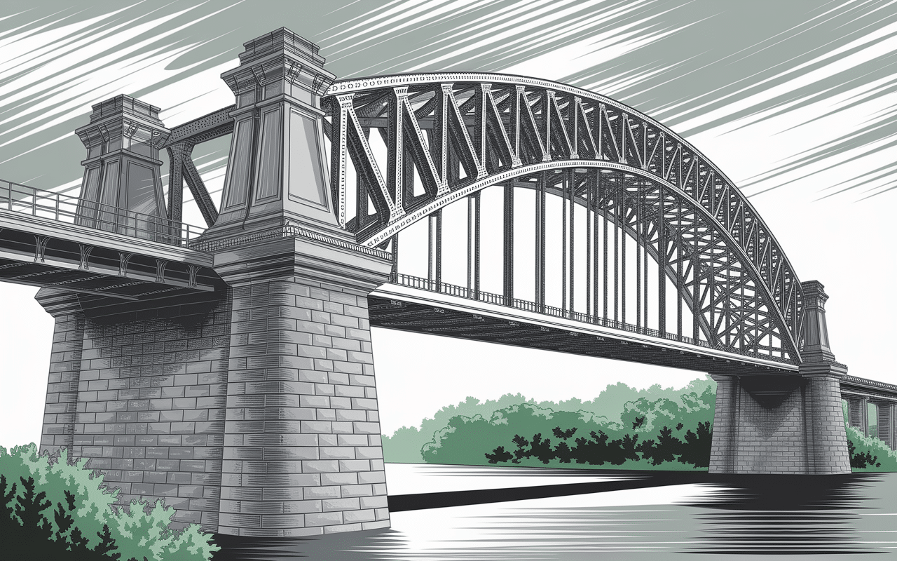 Schéma technique de la structure du viaduc des fades