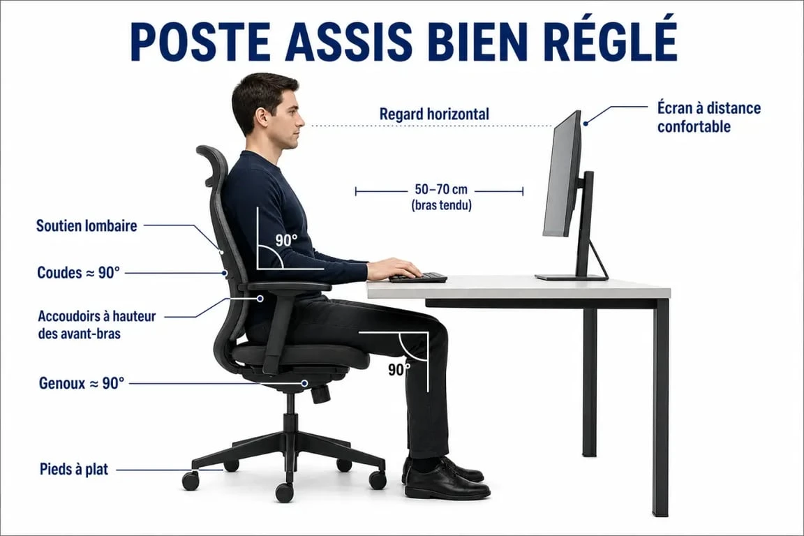 Top chaise ergonomique : réglage correct d’une chaise de bureau ergonomique et posture assise