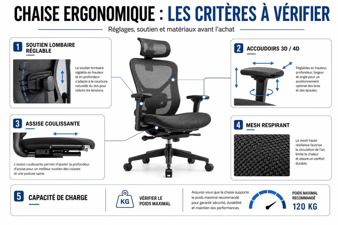 Top chaise ergonomique : comparaison des critères clés pour choisir un fauteuil de bureau ergonomique