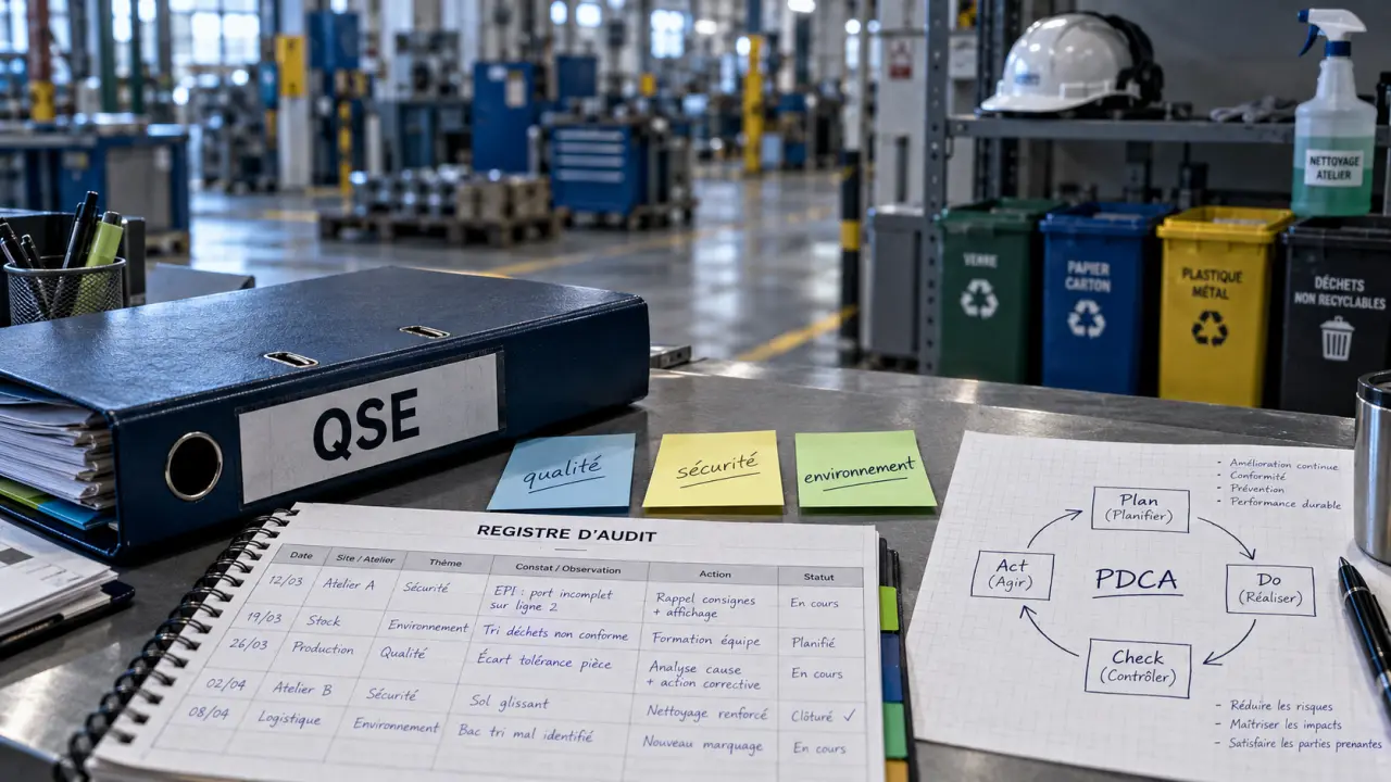 QSE définition : qualité sécurité environnement en atelier industriel